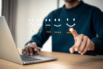 Customer services best excellent business rating experience. Satisfaction survey concept. user give...