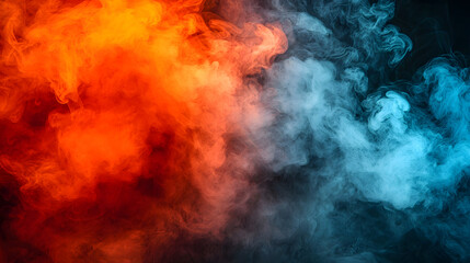 Abstract Smoke Swirls: A mesmerizing swirl of vibrant red and blue smoke, intermingling and dancing against a black backdrop.