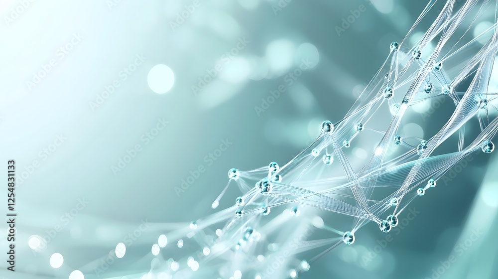 Wall mural abstract network structure with light blue nodes