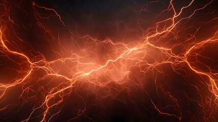 The image contains an abstract representation of energy, possibly lightning or plasma, depicted as bright orange and red lines resembling veins or branches against a dark background.