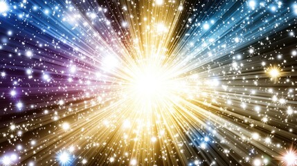 Naklejka premium Bright Starburst Explosion, Cosmic Energy, Space Background, Design Element