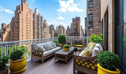 Luxury Cityscape Balcony: Serene Urban Oasis