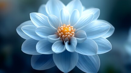 A minimal flower-like mandala with smooth, rounded edges in soft blue.