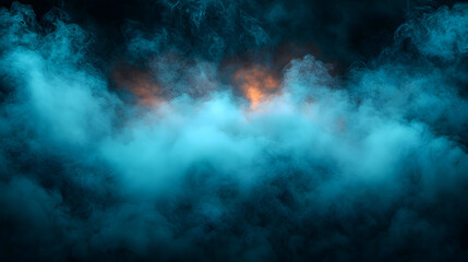 Ethereal Smoke Swirl: A captivating abstract of swirling blue smoke, illuminated from behind by a warm orange glow, creates a mesmerizing and otherworldly atmosphere. 