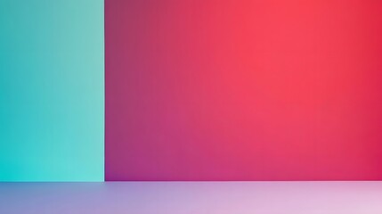 Fototapeta premium Abstract Gradient Background With Teal And Pink Walls