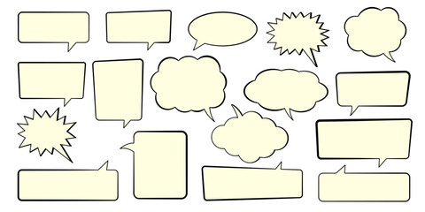 Obraz premium Chat bubble in yellow, speech bubble, message box set. Yellow background quotespeech bubble.