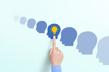 Stand out from the crowd and different concept. Come up with an idea. Critical thinking. Get inspired