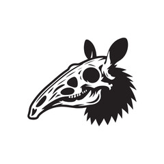Aardvark Skull Silhouette - Aardvark Skull Design - Aardvark Kull Vector - Illustration Of Aardvark Skull.