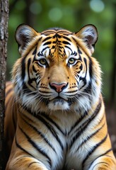 Naklejka premium Tiger Staring at the camera in forest, World Wildlife Day