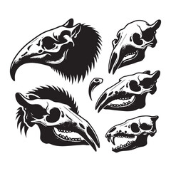 Aardvark Skull Silhouette - Aardvark Skull Design - Aardvark Kull Vector - Illustration Of Aardvark Skull.