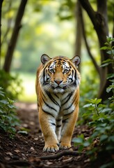 Obraz premium Tiger Staring at the camera in forest, World Wildlife Day