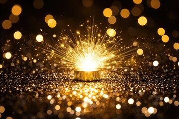 Naklejka premium Golden sparkler lights bokeh background, celebration