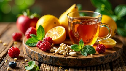Herbal Tea with Fresh Fruits and Berries