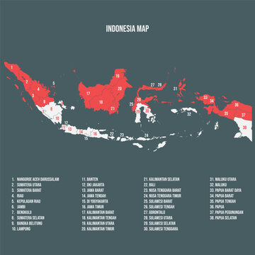 Indonesia Map with 38 Provinces - Vector Format