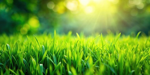 A lush green grass lawn stretching out in every direction, with a few blades of grass bending gently in the breeze , outdoor lawn, greenery