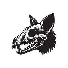 Aardwolf Skull Vector - Minimalist Aardwolf Skull Silhouette - Aardwolf Skull Illustration.
