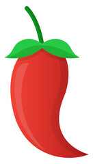 Red hot chili pepper flat icon isolated on white background.