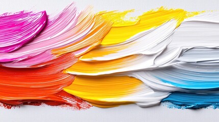 Colorful paint strokes, artistic texture, white background, design element