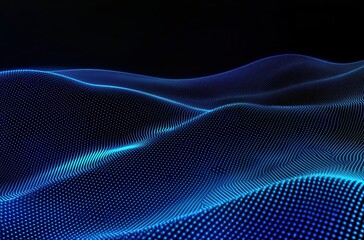 Illuminated Digital Waves Flowing Gracefully Through a Dark Space with Mesmerizing Blue Light