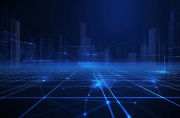 A Futuristic Digital Landscape with Glowing Blue Lines and Geometric Shapes Evoking Innovation and Connectivity