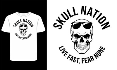Skull T-Shirt Design | Horror Gothic Skeleton Grunge Vector, Punk Rock Streetwear Apparel