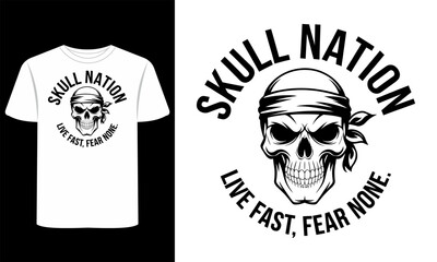 Skull T-Shirt Design | Horror Gothic Skeleton Grunge Vector, Punk Rock Streetwear Apparel