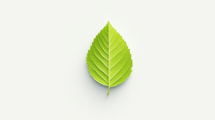 Fototapeta premium sustainability Leaf Icon Minimalist green leaf icon with soft shadows on a white background, representing environmental conservation and natural purity.