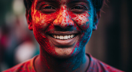 Obraz premium Joyful Man with Holi Colors