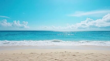 Fototapeta premium Tranquil Beach Scene With Sparkling Turquoise Water