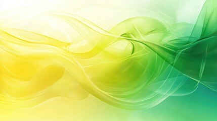 Abstract Green and Yellow Swirling Waves, Dynamic Flowing Lines, Serene Nature Inspired Design, Vibrant Color Palette, Digital Art