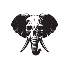 African elephant skull Silhouette - African elephant skull Vector - African elephant skull Illustration.