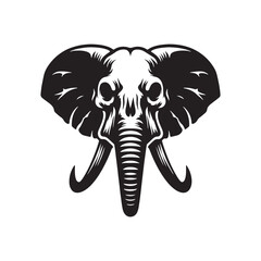 African elephant skull Silhouette - African elephant skull Vector - African elephant skull Illustration.