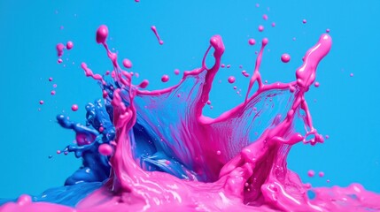 Fototapeta premium Dynamic Pink and Blue Paint Splash