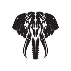 African elephant skull Silhouette - African elephant skull Vector - African elephant skull Illustration.