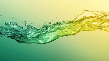 Abstract Water Wave: Green and Yellow Liquid Motion