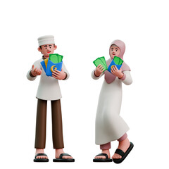3D Character eid mubarak eid al-fitr ramadan tradition couple islamic muslim idul fitri mosque cartoon ornament culture celebration religion  