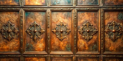 Ornate Decorated Bronze Wall Panels with Intricate Designs and Texture