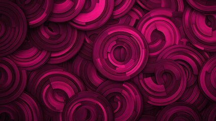 Abstract Circular Gradient Pattern of Magenta and Deep Red Rings on Dark Background