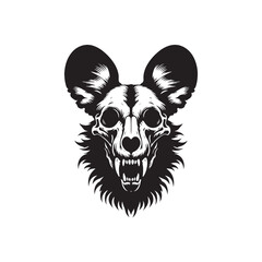 Silhouette of African wild dog skull - Minimalist African wild dog skull Vector - African wild dog skull Illustration.