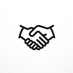 Fototapeta premium Handshake Icon Vector Illustration in Black Outline: A Minimalist Symbol of Agreement, Partnership, Business Collaboration, Trust, and Unity on a White Background for Graphic and Design Use.
