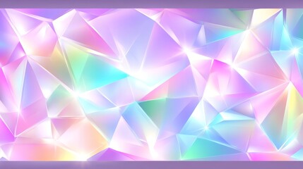Abstract Crystal Pattern Design With Geometric Polygonal Shapes And Iridescent Colors