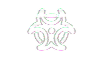 Icon biohazard is distorted. Glitch. Noise, chromatic aberration, geometric distortion