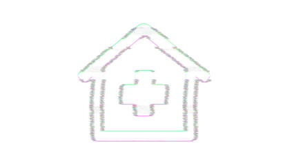 Icon clinic medical is distorted. Glitch. Noise, chromatic aberration, geometric distortion