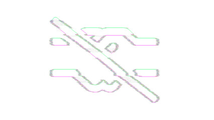 Icon handshake slash is distorted. Glitch. Noise, chromatic aberration, geometric distortion