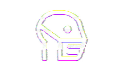 Icon head side mask is distorted. Glitch. Noise, chromatic aberration, geometric distortion