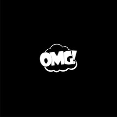 OMG icon isolated on dark background