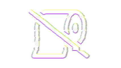 Icon toilet paper slash is distorted. Glitch. Noise, chromatic aberration, geometric distortion