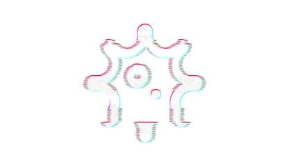 Icon virus is distorted. Glitch. Noise, chromatic aberration, geometric distortion