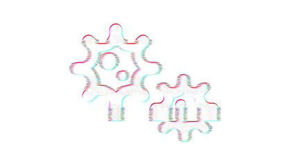 Icon viruses is distorted. Glitch. Noise, chromatic aberration, geometric distortion