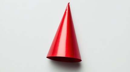 Fototapeta premium Red party hat on white background; festive celebration